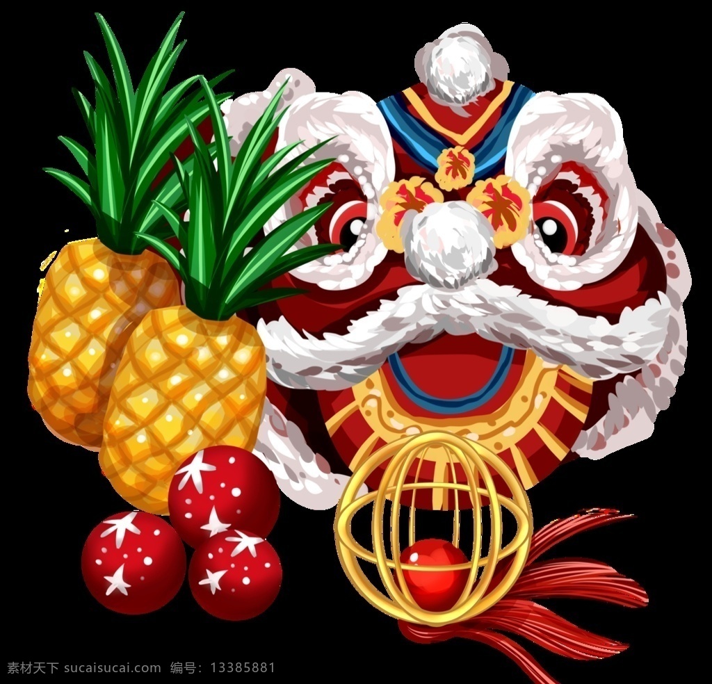 喜庆 新年 卡通 年货 图案 创意 装饰 礼物礼品 食物 分层