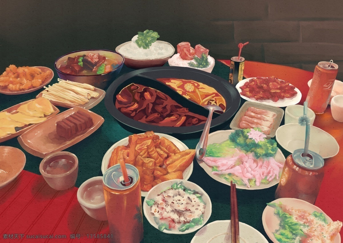 火锅 美食 细腻 写实 聚餐 食物 饮食文化 饮料 细腻写实 生活方式