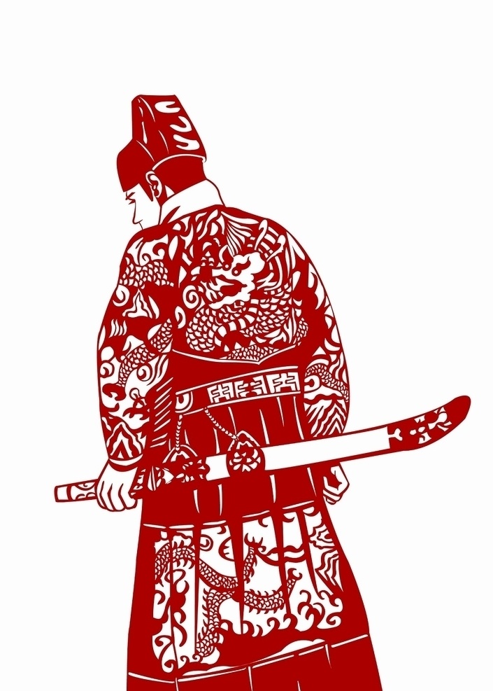 锦衣卫 绣 春 刀 绣春刀 剪纸 红色 人物