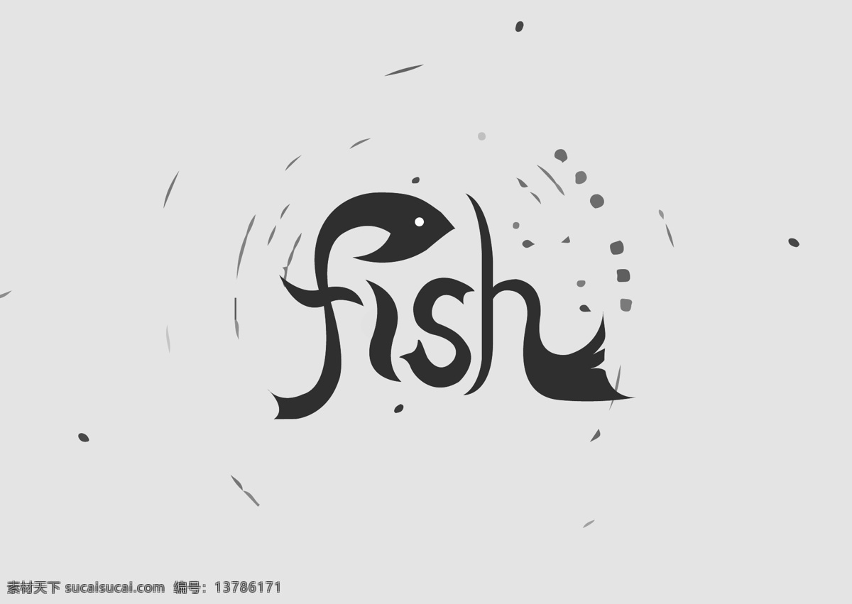 fish 英文 字体 鱼 艺术 字 英文字体设计 元素 图案设计 logo设计 艺术字