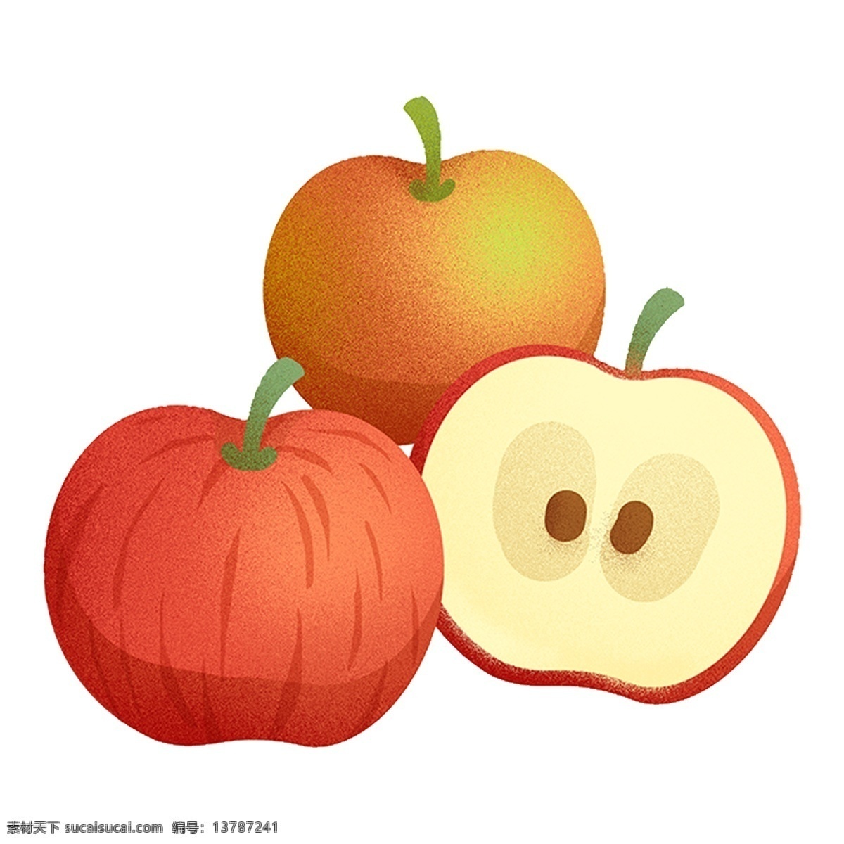 手绘 卡通 苹果 透明 水果 新鲜 食物 透明素材 装饰图片 免扣素材