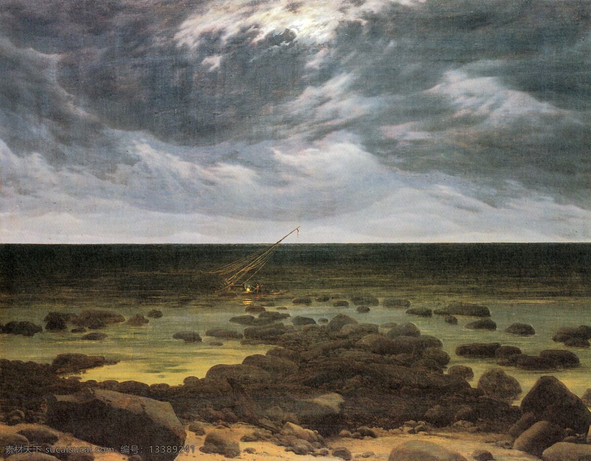 风景画 风景油画 风景 油画 模板下载 海边 海滩 绘画 绘画书法 礁石 设计素材 色彩 装饰画 文化艺术 psd源文件