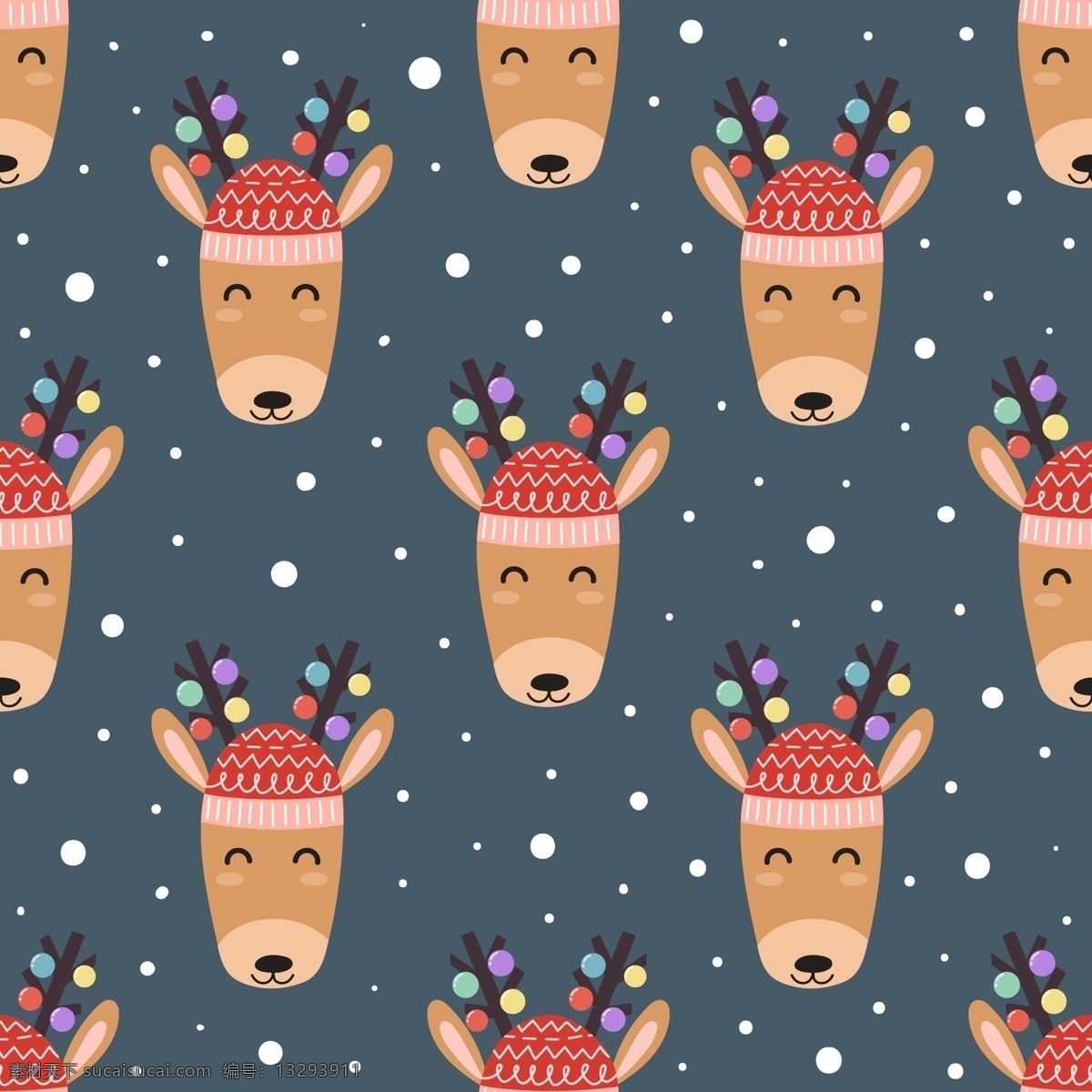 圣诞 帽 麋鹿 圣诞节 矢量 冬季 冬日 动物 黄色 节日 平面素材 设计素材 矢量素材 温暖 温馨