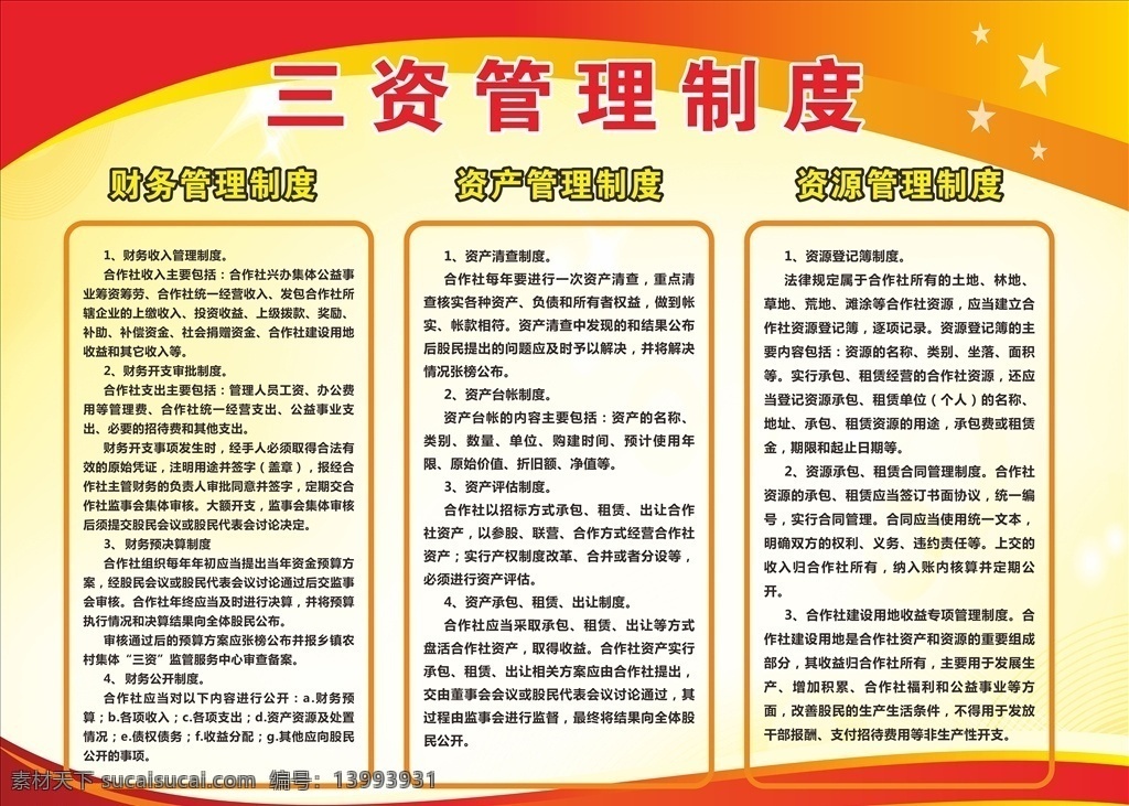 三资管理制度 财务收入 财务开支 审批制度 财务预 决算制度 财务公开制度 资产清查制度 资产台账制度 资产评估制度 资产承包 租赁 出让制度 资产经营制度 资源登记 公开协商 资源承包 租赁合同 管理制度 报账员 展板模板 广告设计模板 源文件