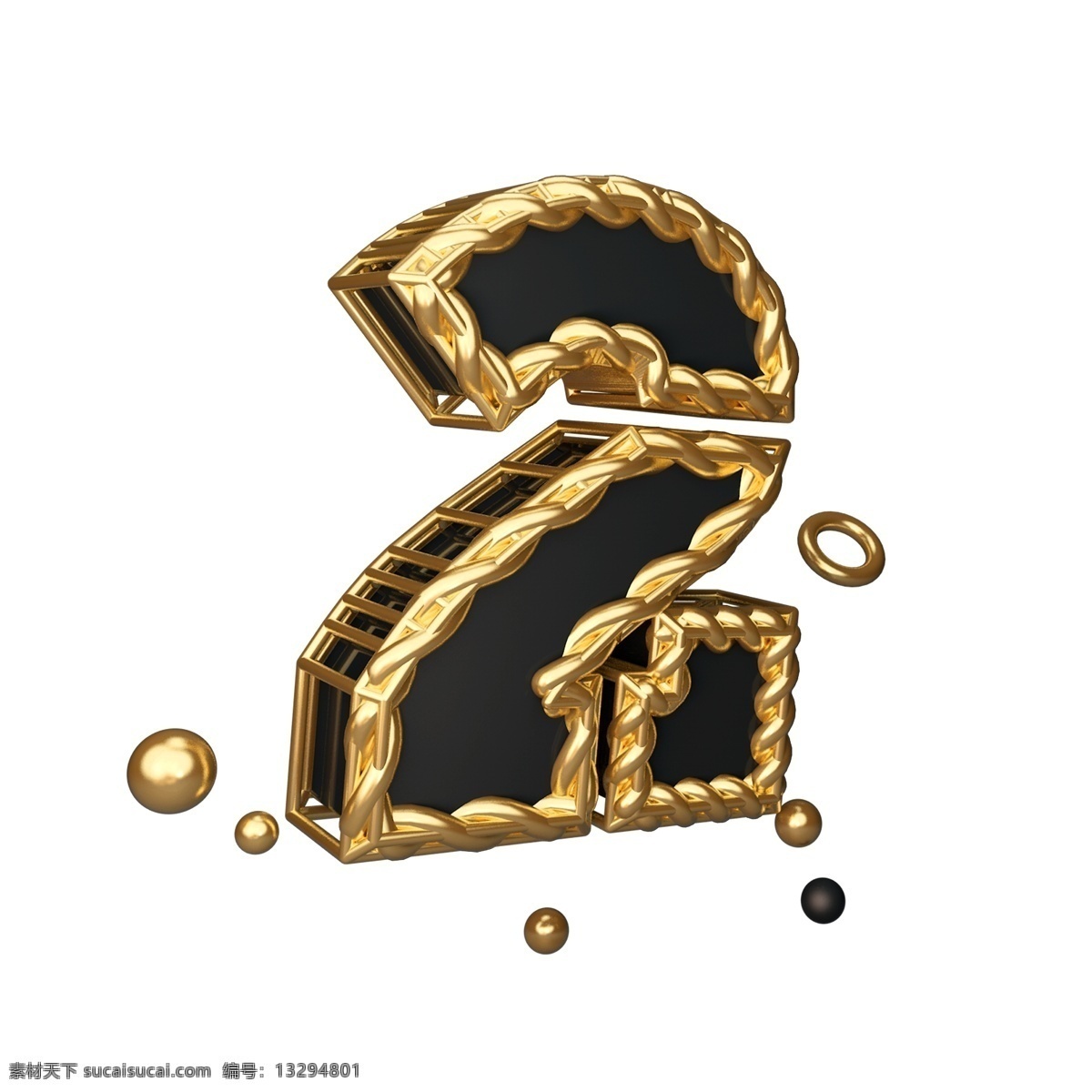 数字 倒计时 黑金 风 炫酷黑金 立体字 可商用 数字2 3d字体 数字倒计时2 c4d字体 倒计时黑金风