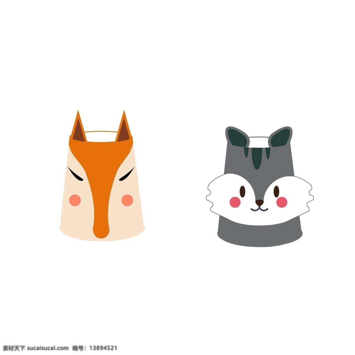 动物 卡通 纸杯 创意 手绘 矢量 透明底免抠 可爱 小动物 创意卡通纸杯