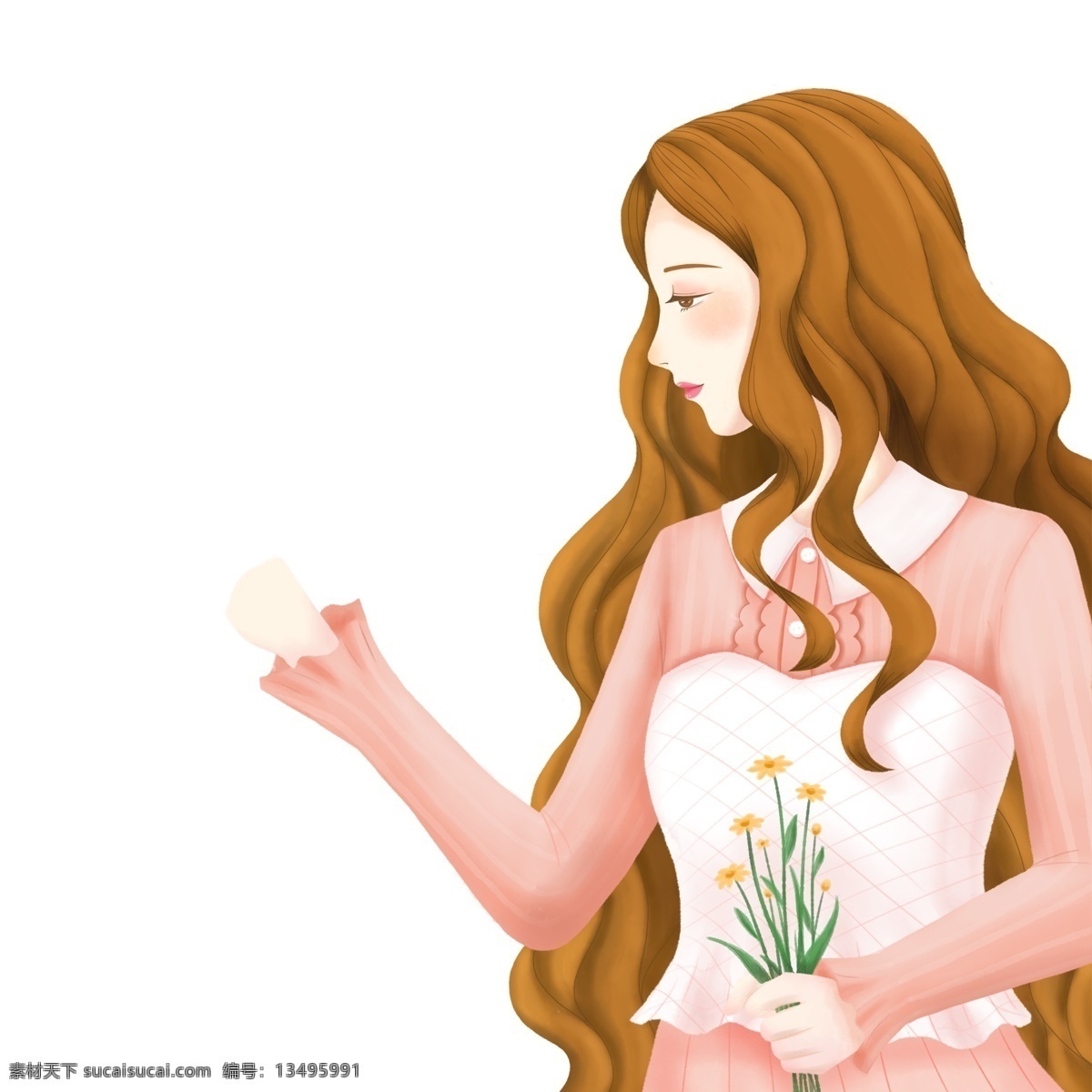 卡通 黄发 女孩 图案 元素 人物 长发女孩 人物图案 设计元素 手绘 创意元素 手绘元素 psd元素 免扣元素