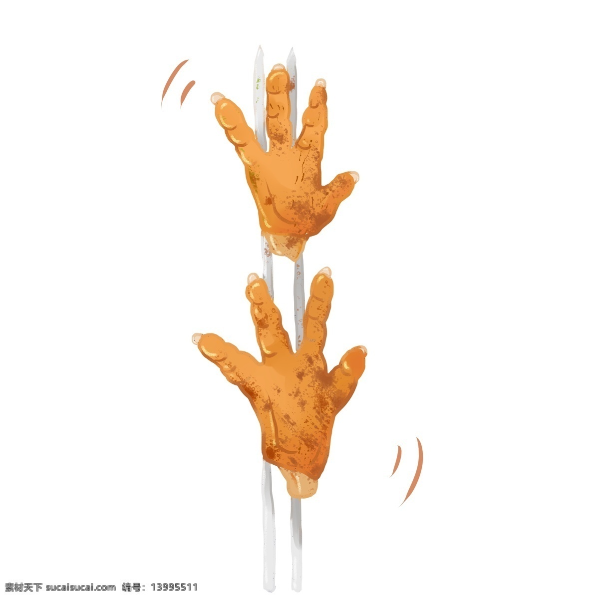 手绘 美食 烧烤 麻辣 烤鸡 爪 清新 商用 烤鸡爪 可商用
