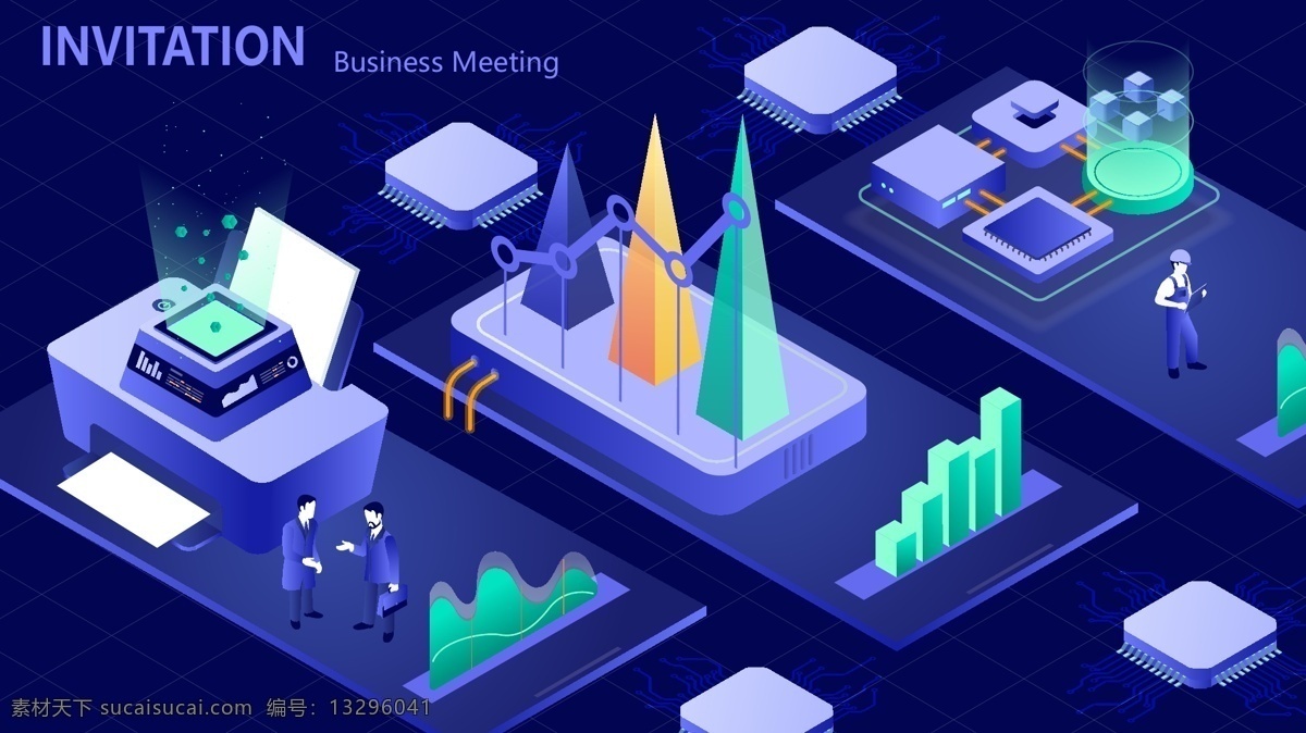 数据 商务会议 邀请函 打印机 d 矢量 插画 大数据 big data 商务 办公 会议 芯片 人物 白领 工程师 配图 手机壁纸