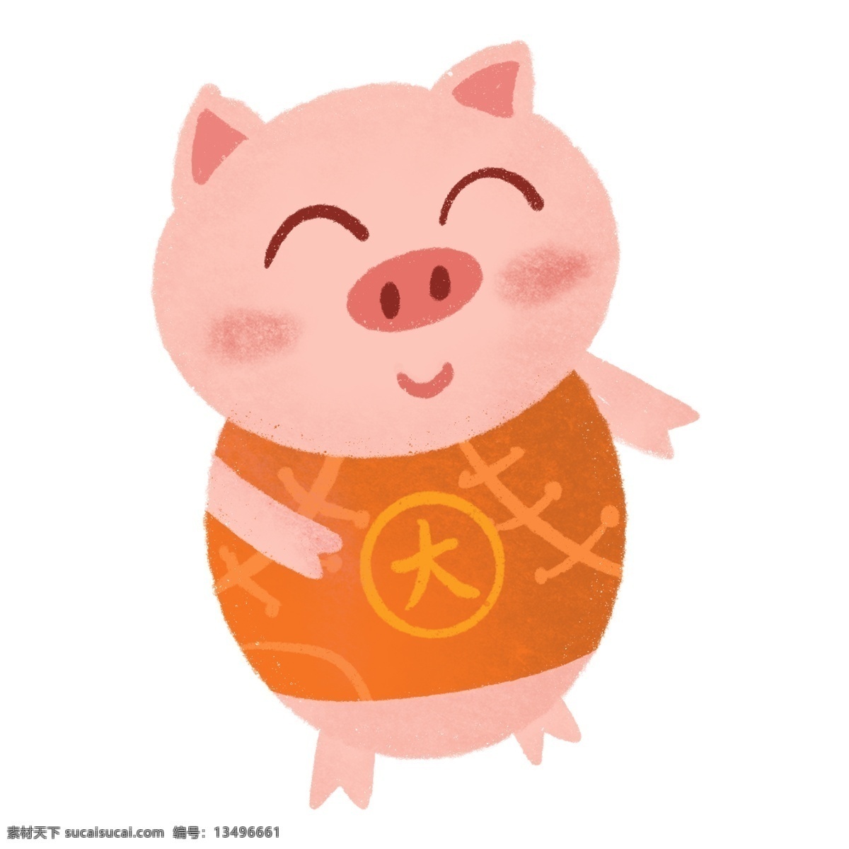 手绘 卡通 小 猪 装饰 小猪 过年 猪年 新年 免抠元素