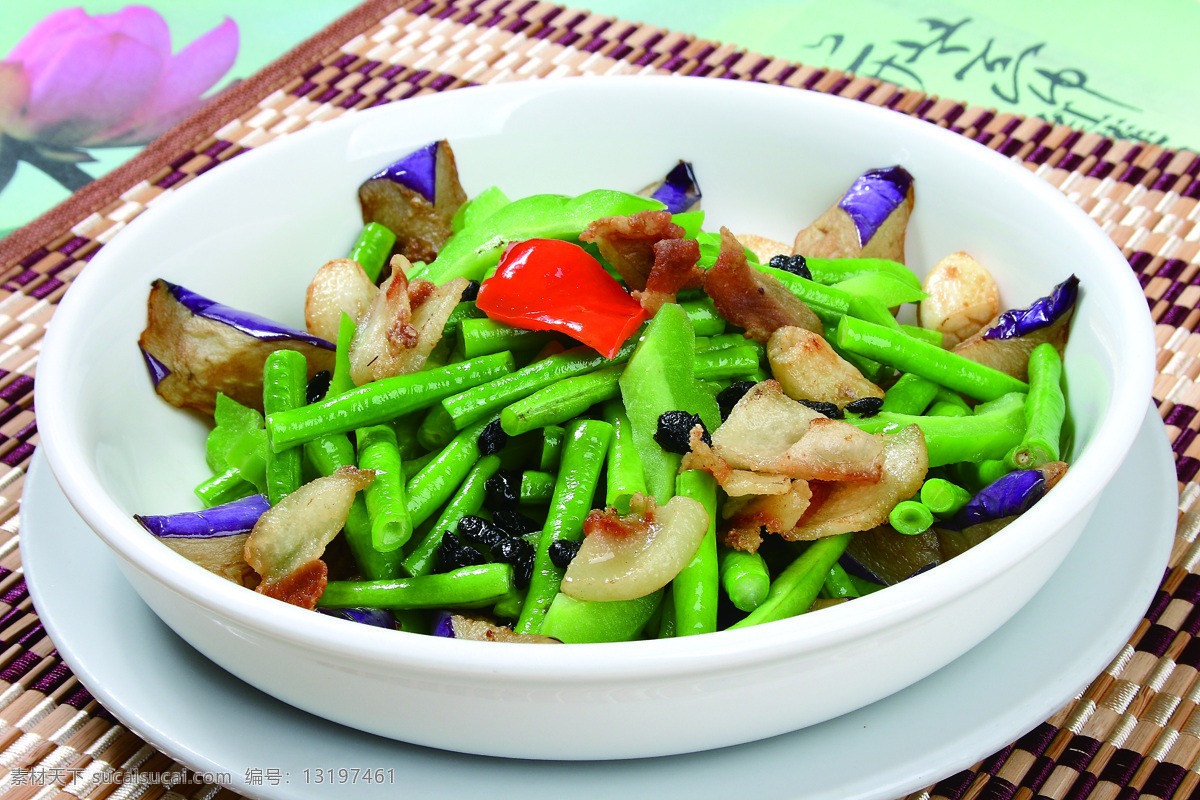 客家炒三宝 美食 粤菜 茄子 豆角 百合 客家菜 餐饮美食 传统美食 摄影图库