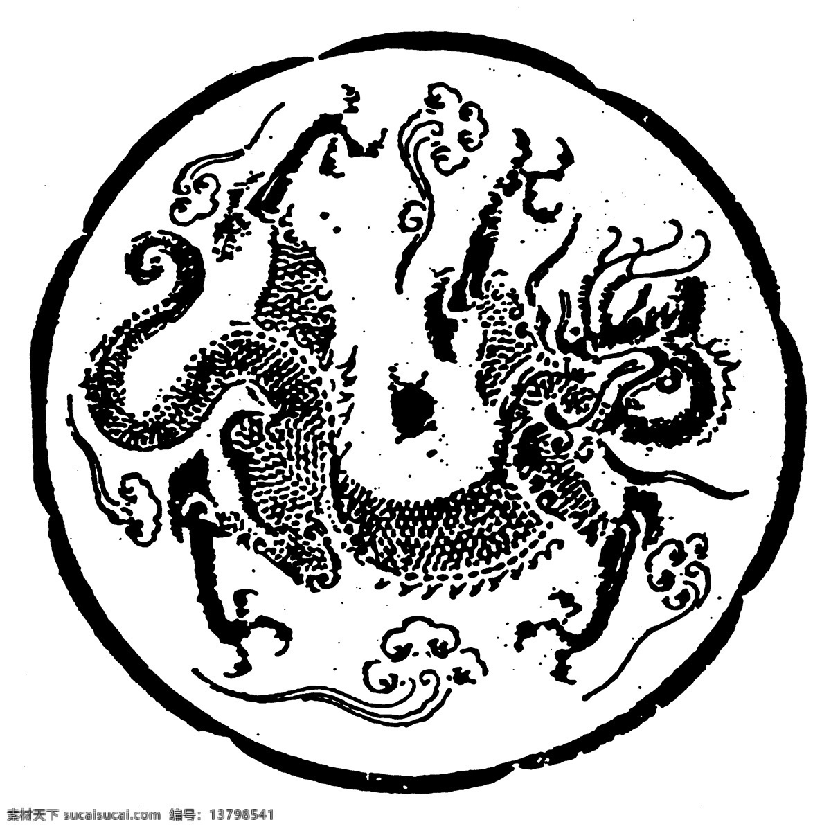 龙凤图案 隋唐五代图案 中国 传统 图案 设计素材 龙凤图纹 装饰图案 书画美术 白色