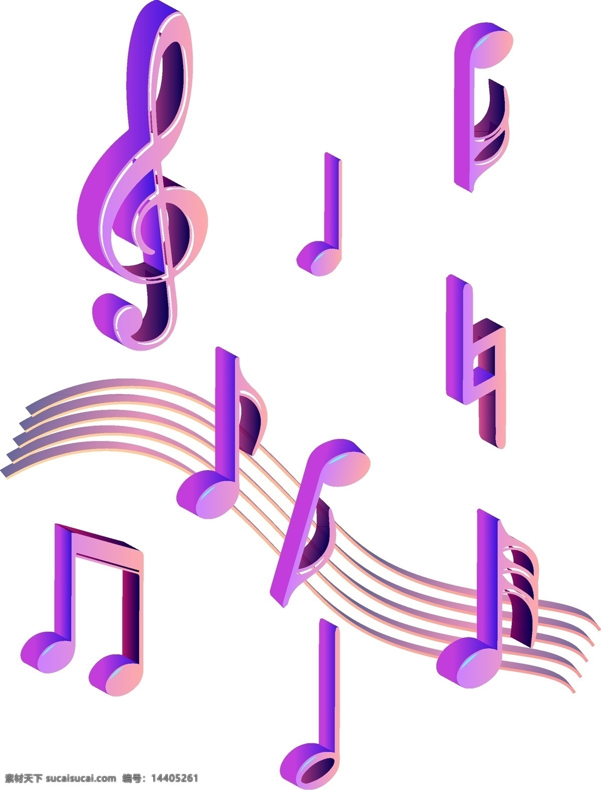 原创 d 音符 渐变 装饰 商用 元素 蓝色 紫色 炫彩 2.5d 可商用 设计元素