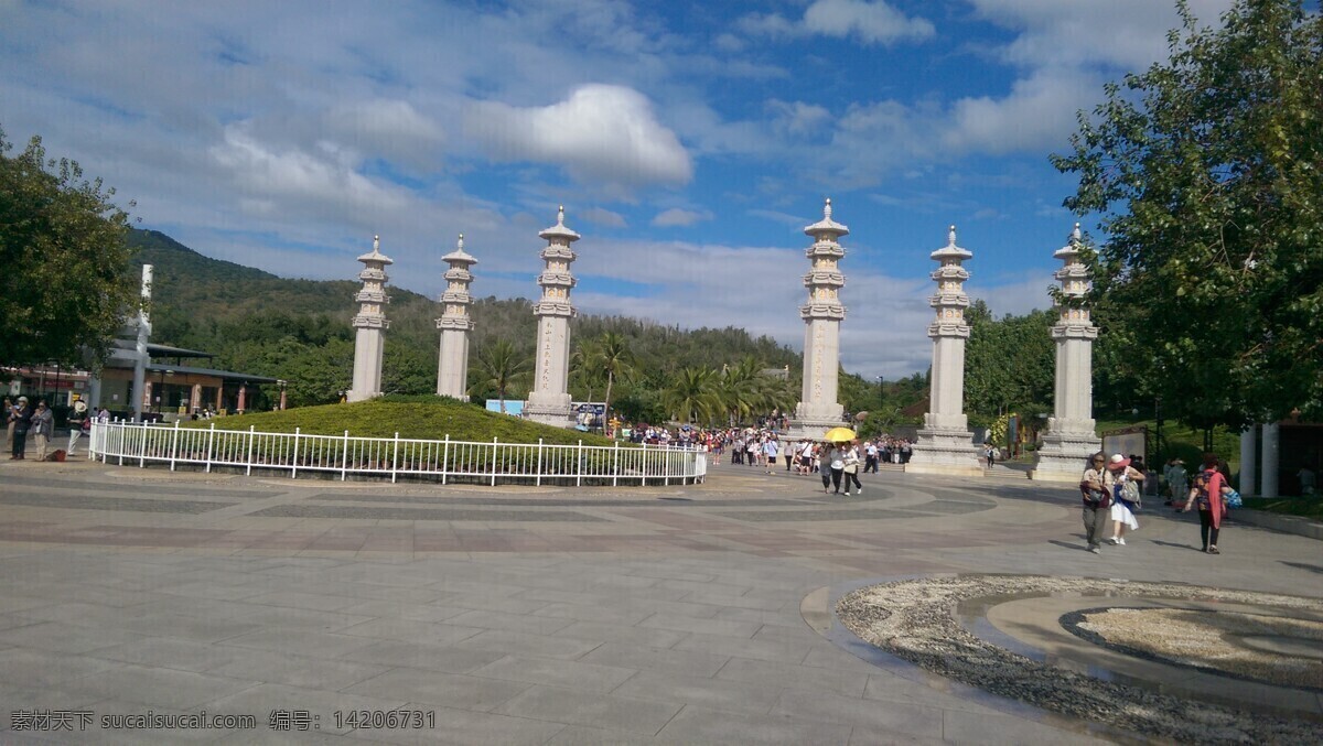 南山寺 南山 广场 蓝天 白云 椰树 随手一拍 旅游摄影 国内旅游