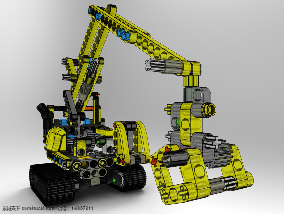 挖掘机 香椿 乐 高技术 keyshottoon 3d模型素材 其他3d模型