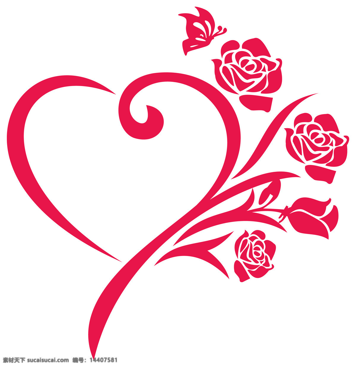 玫瑰花 爱心 爱情 边框 七夕 情人节 标志图标 其他图标