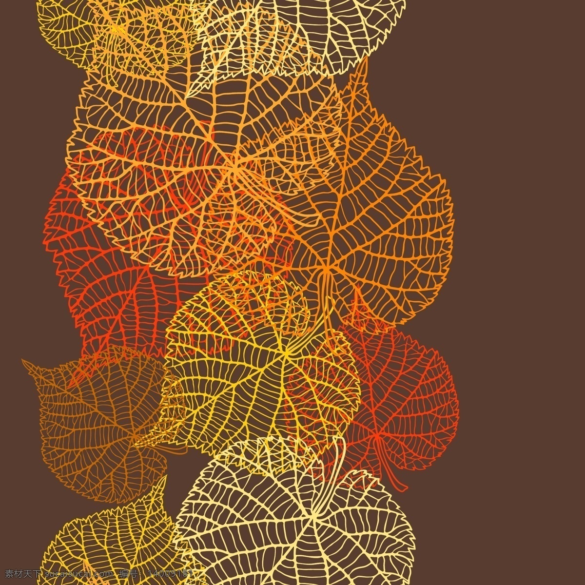 秋天 树叶 卡片 矢量 抽象 矢量素材 设计素材 棕色