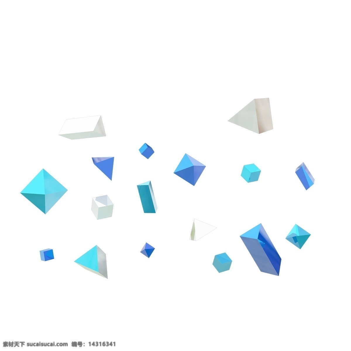c4d 蓝白色 方形 锥形 漂浮 颗粒 蓝色 白色 漂浮颗粒 蓝色三角锥 蓝色方形 天蓝色 多面体 悬浮 装饰物 卡通