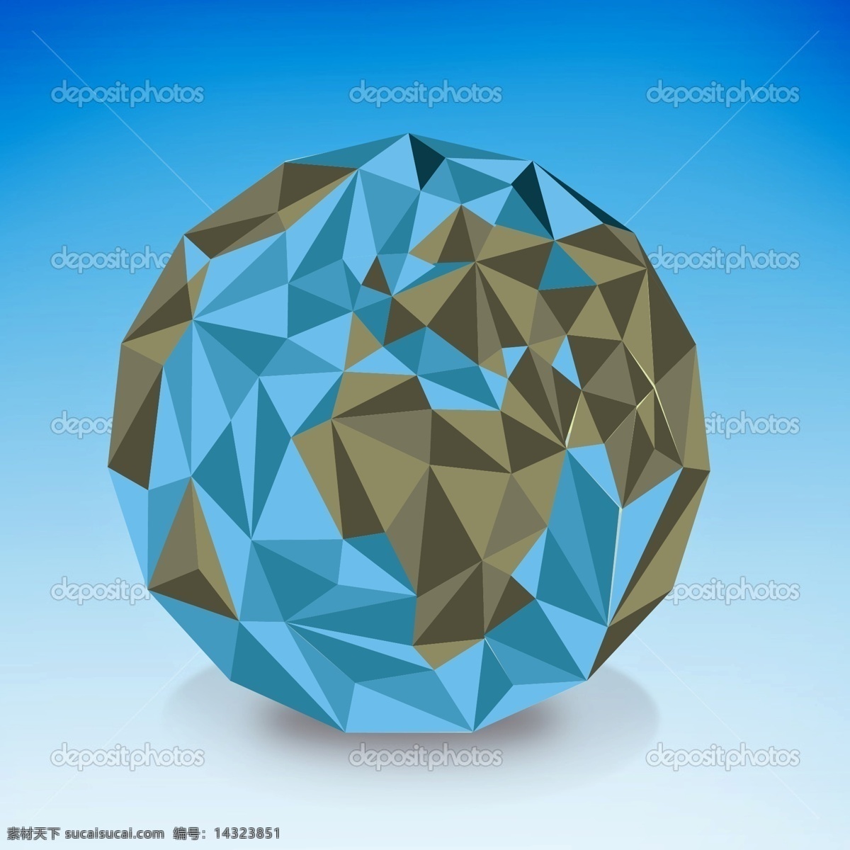 抽象蓝色地球 抽象 蓝色 地球 几何形 多边形 形状 球体 插画 背景 海报 画册 白色