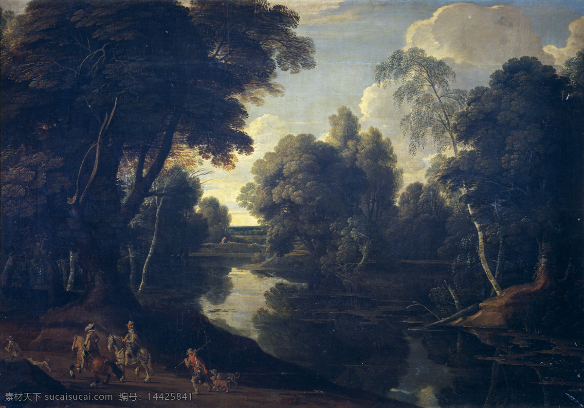 ArthoisJacquesdPaisajebanadoporunrio17Century大师画家古典画古典建筑古典景物装饰画油画素材图片下载 ...