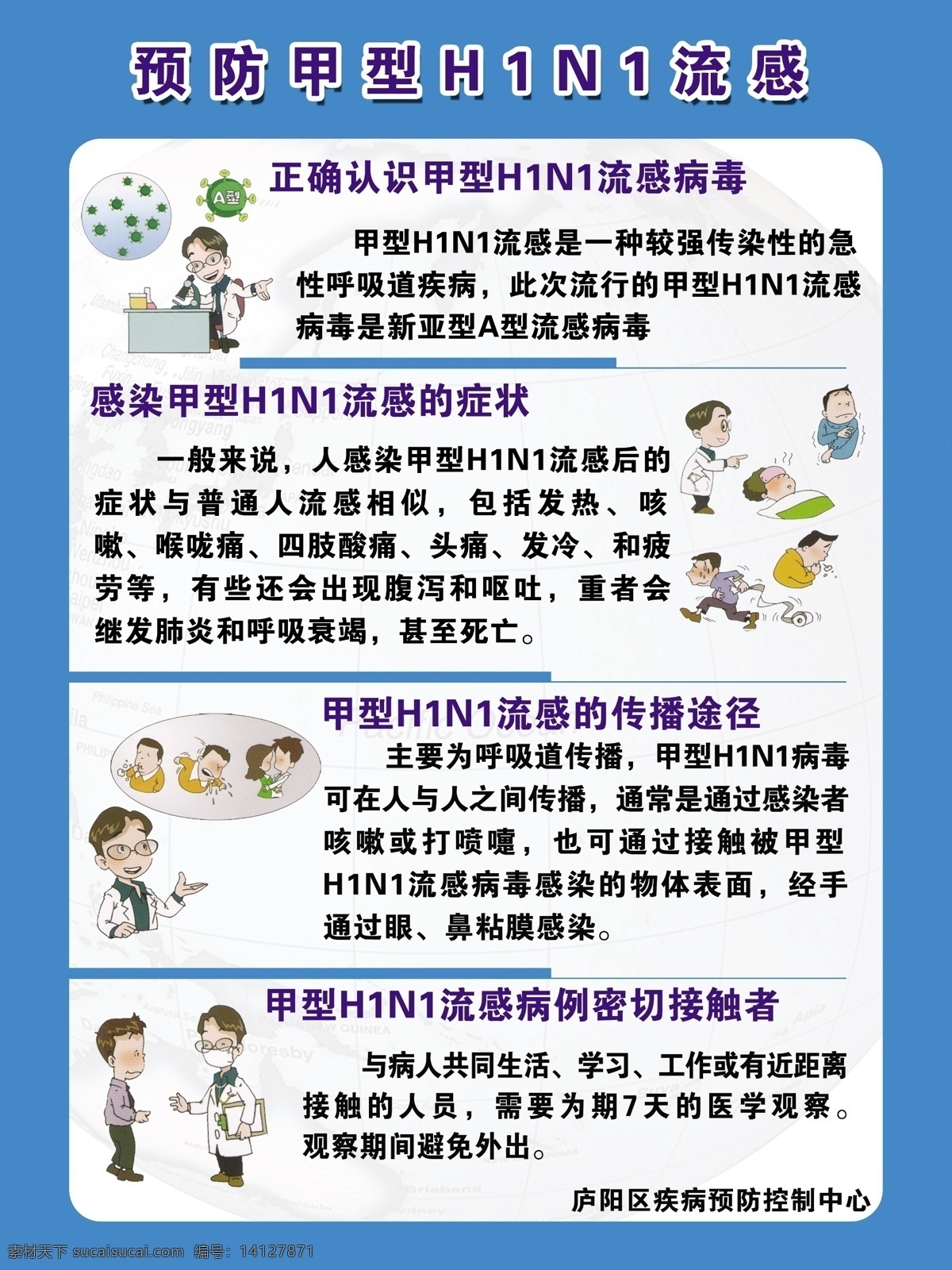 预防 h1n1 甲型 流感 病毒 展板 甲流 医生 卡通 展板模板 广告设计模板 源文件
