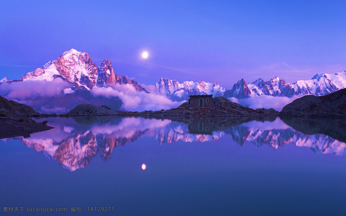 阿尔卑斯山 美景 图 景色 月色 倒影 湖水 风景 桌面 意大利 自然风景 自然景观