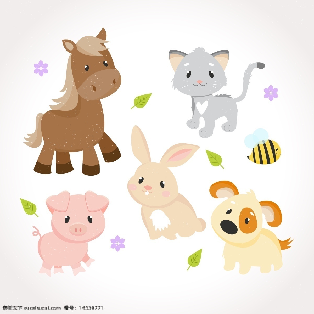 可爱 宝贝 动物 卡通 兔子 卡通动物 猪 狗 马