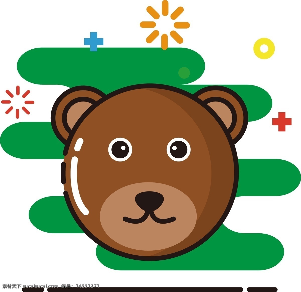 棕熊 mbe 图标 圆形 矢量 卡通 动物 商用 元素 可商用