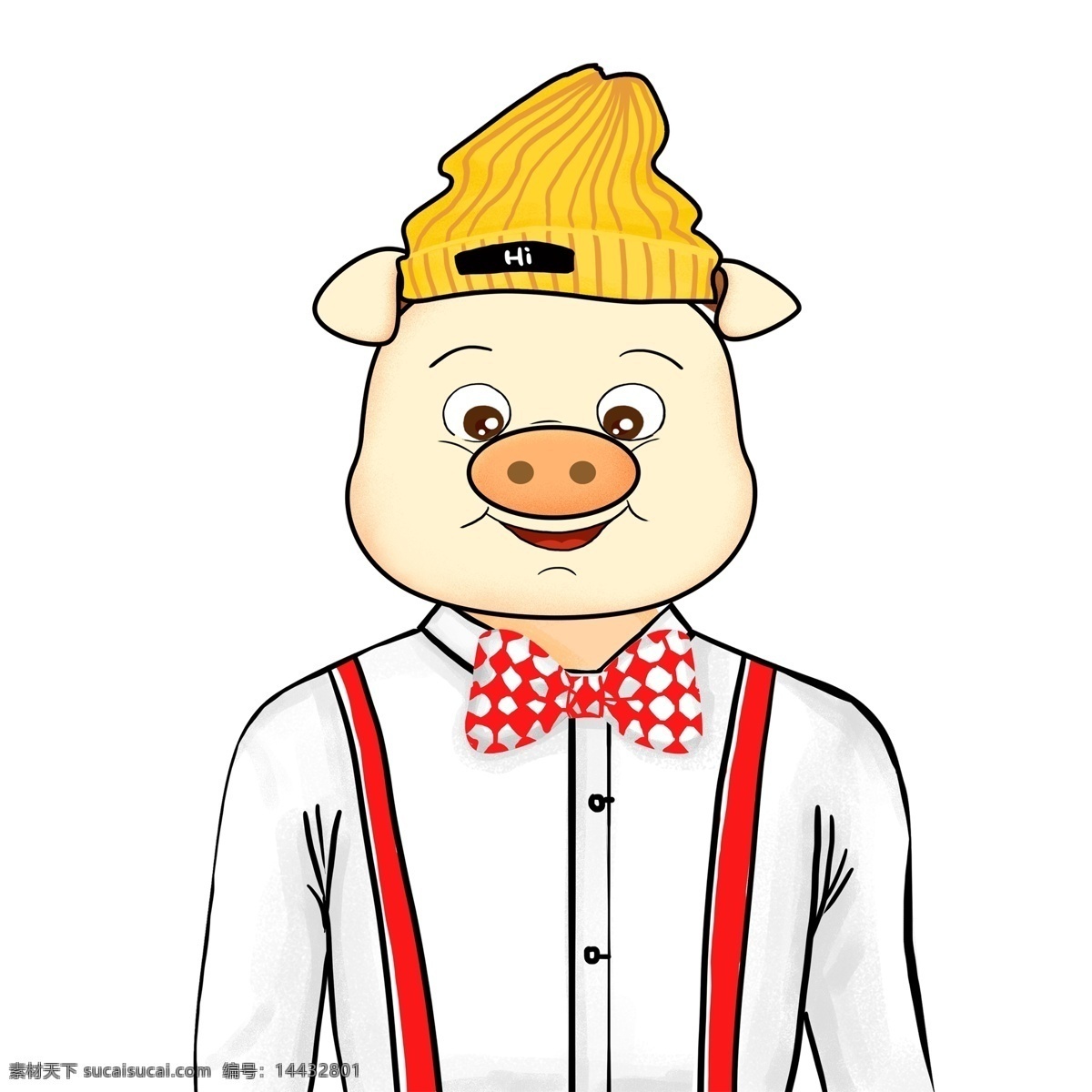 猪年 商务 小 猪 先生 形象设计 男性 西装 领结 插画人物 2019年 小猪形象 猪年形象 小猪先生 卡通手绘