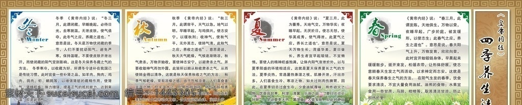 四季养生 春 夏 秋 冬 皇帝内经 海报 宣传 足浴