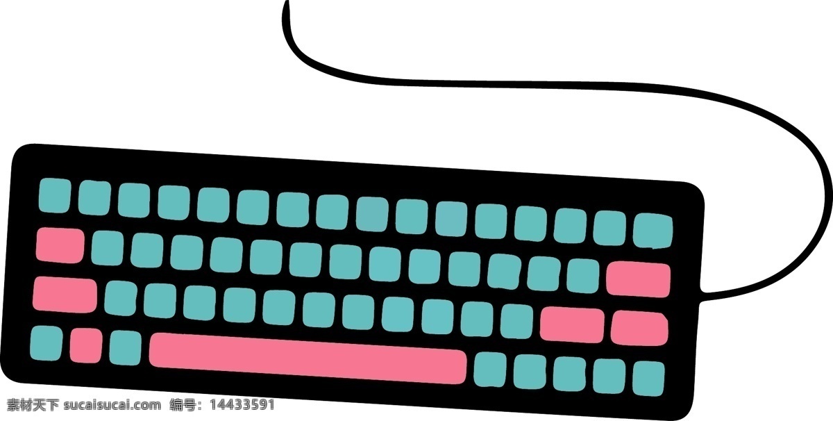 彩色 手绘 键盘 点击 元素 方形 扁平化 矢量图 线稿 卡通图标