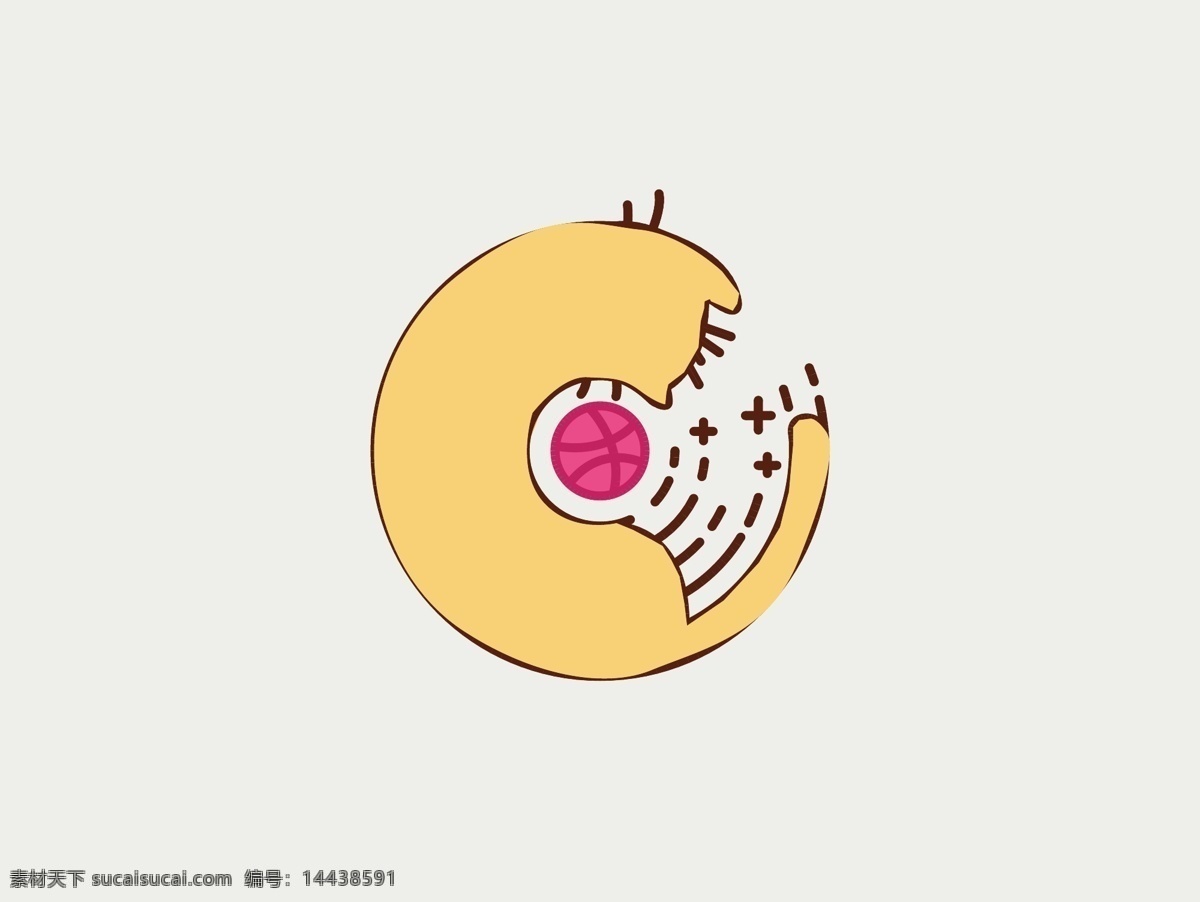 卡通 圆形 篮球 小猫 q版 黄色 可爱 矢量