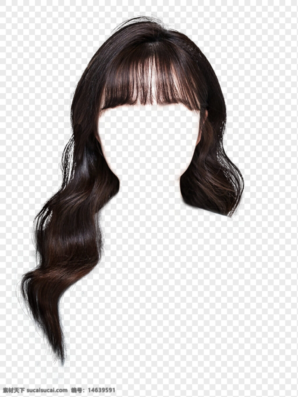 假发设计 大波浪长发 齐刘海 淑女风 温柔风 发型设计 时尚发型 卷发效果 女性发型 长发造型 柔顺发丝 发型元素 发型素材 美发设计 发型创意