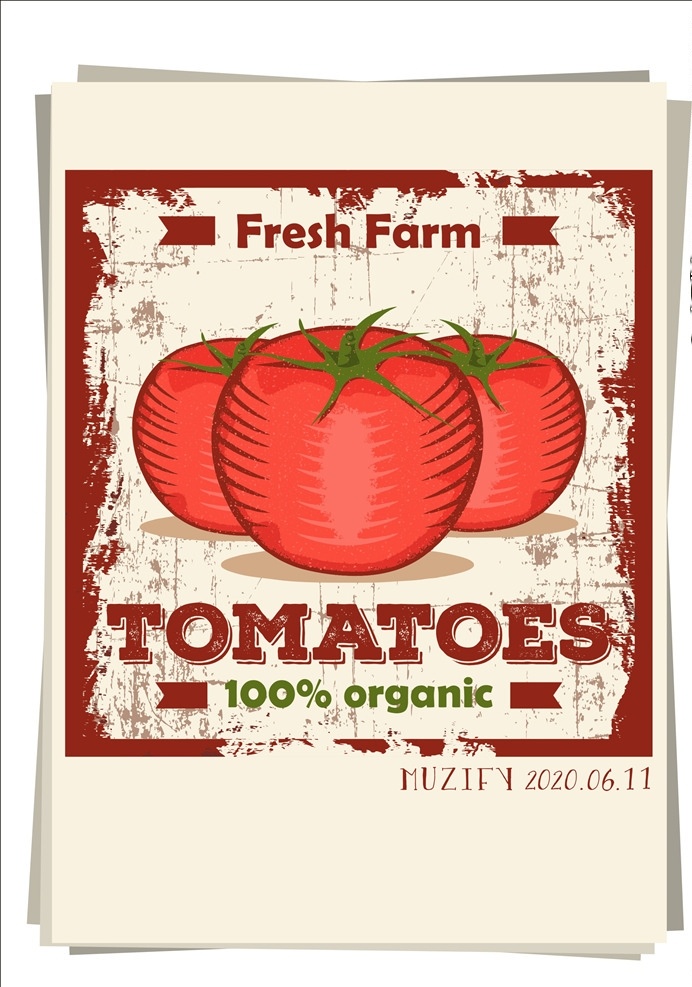 西红柿 复古 广告画 水果 番茄 海报 画册 画册海报