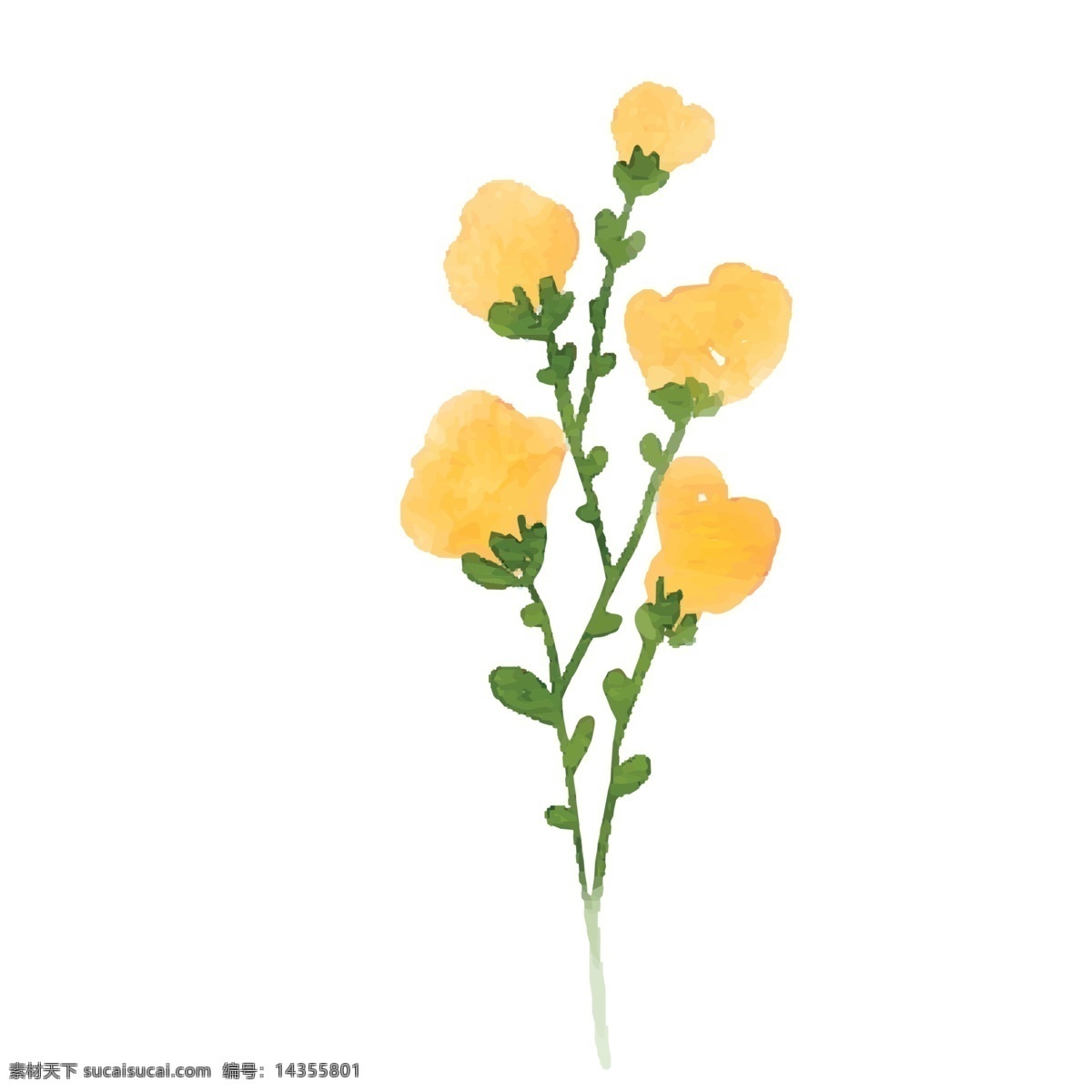 枝 黄色 手绘 花朵 树枝丫黄花 小 叶子 卡通手绘 卡通花朵 手绘卡通花朵 免抠下载 免抠黄色花朵