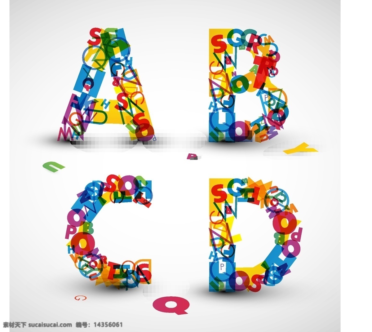 彩色 艺术 字体 字母 字母设计 彩色字母 卡通字母 艺术字体 英文字母 字体设计 矢量素材 其他艺术 文化艺术 白色
