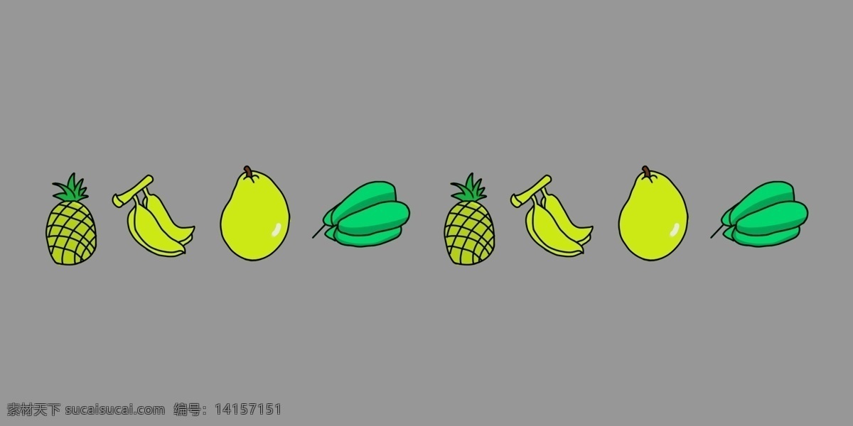 黄梨 香蕉 分割线 插画 黄梨分割线 水果分割线 菠萝分割线 漂亮的分割线 创意分割线 立体分割线