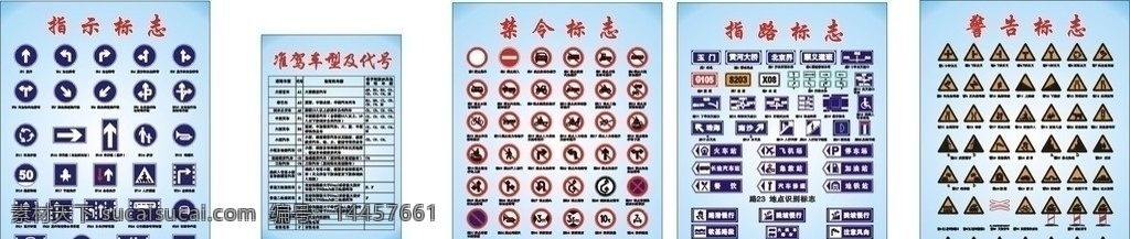 道路交通标志 警告标识 指路标识 禁止标识 指示标识 标识标志图标 矢量