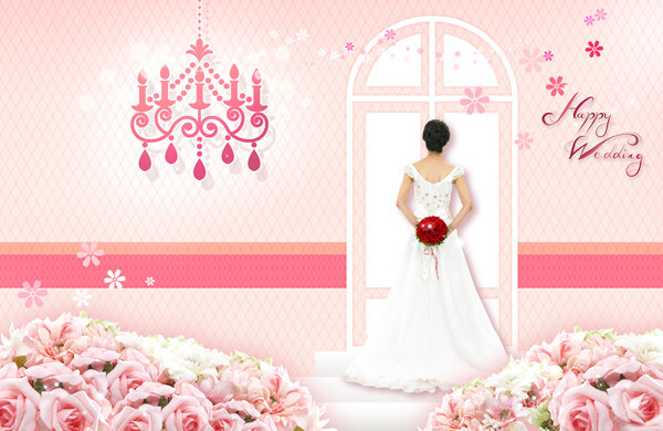 鲜花 新娘 分层 甜蜜背景图片 浪漫爱心 粉色玫瑰花 浪漫婚礼背景 唯美婚纱照 甜蜜爱情图片 白色