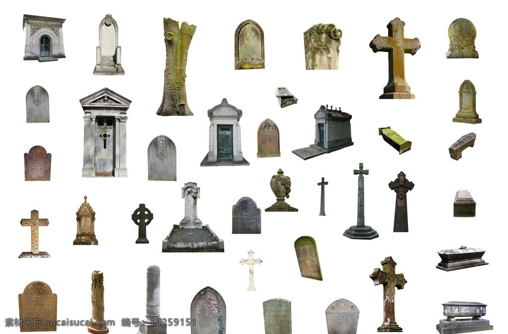 棺材 墓碑 十字架 分层 设计素材 墓 石棺 墓碑分层素材 设计元素 psd素材 集 源文件