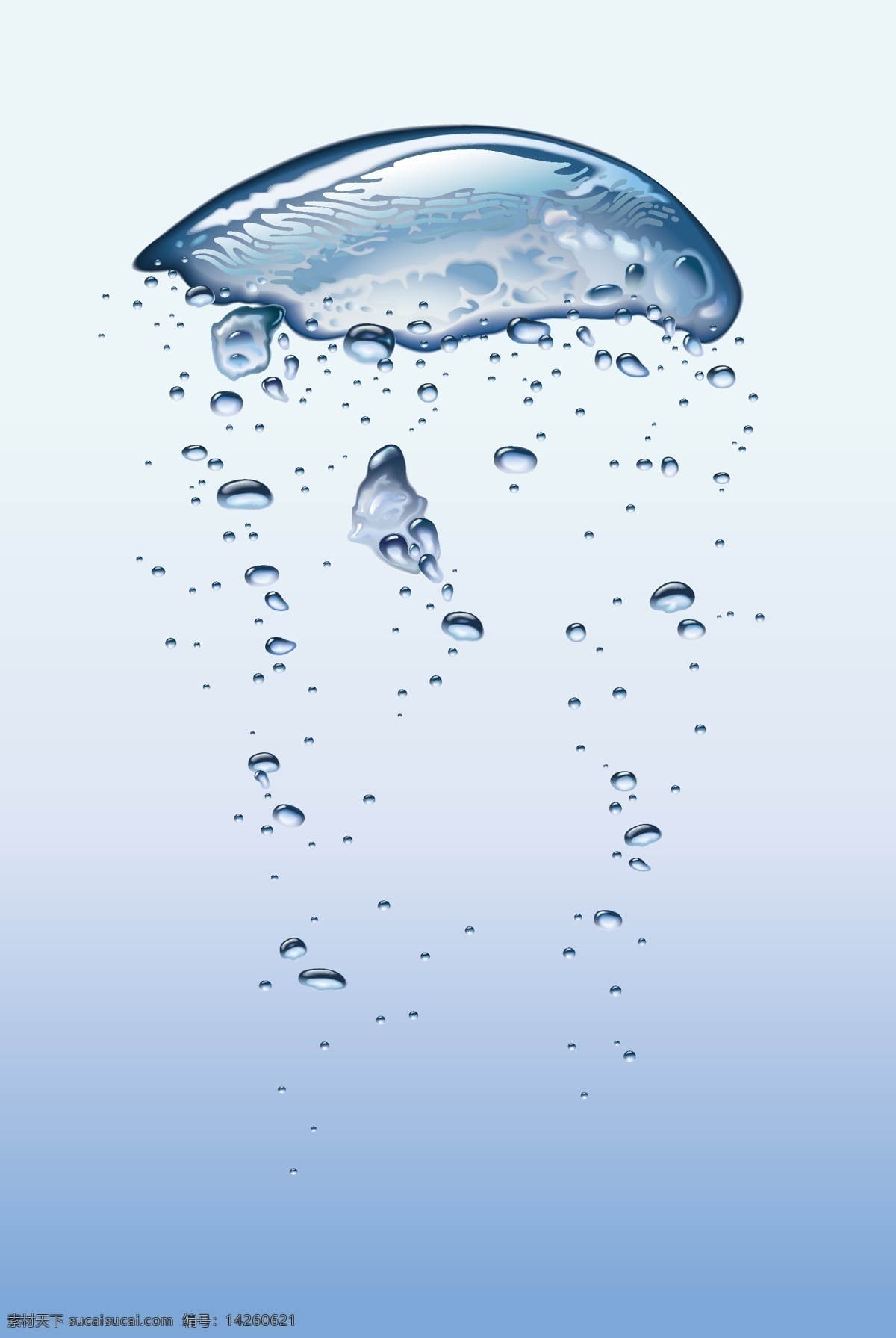 蓝色水母 水 水母 水泡 泡泡 蓝色 设计素材 文化艺术