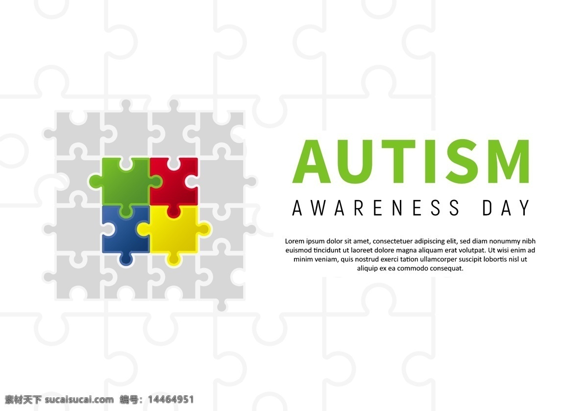创意 拼图 自闭症 标志 宣传海报 海报 自闭症海报 矢量素材 自闭症标志