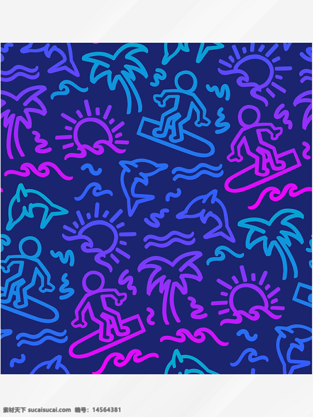 底纹 背景 阳光 海豚 冲浪 人 椰树