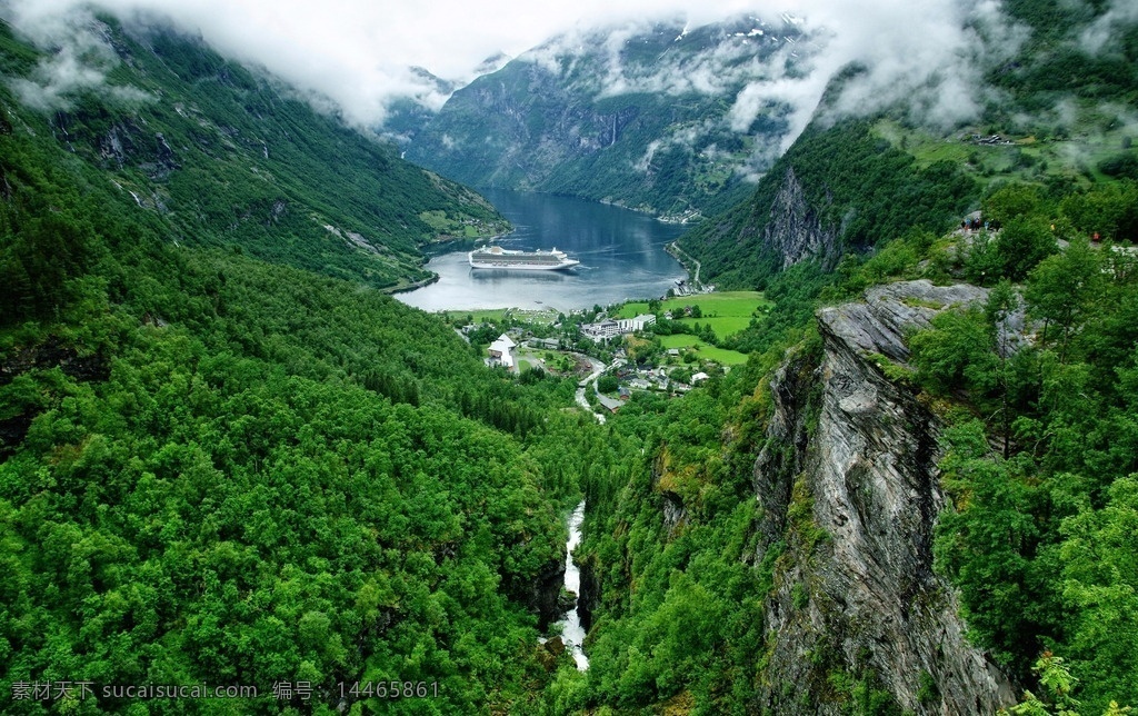盖朗厄尔峡湾 挪威 海湾 河流 青山 风景 风光 自然景观 自然风景