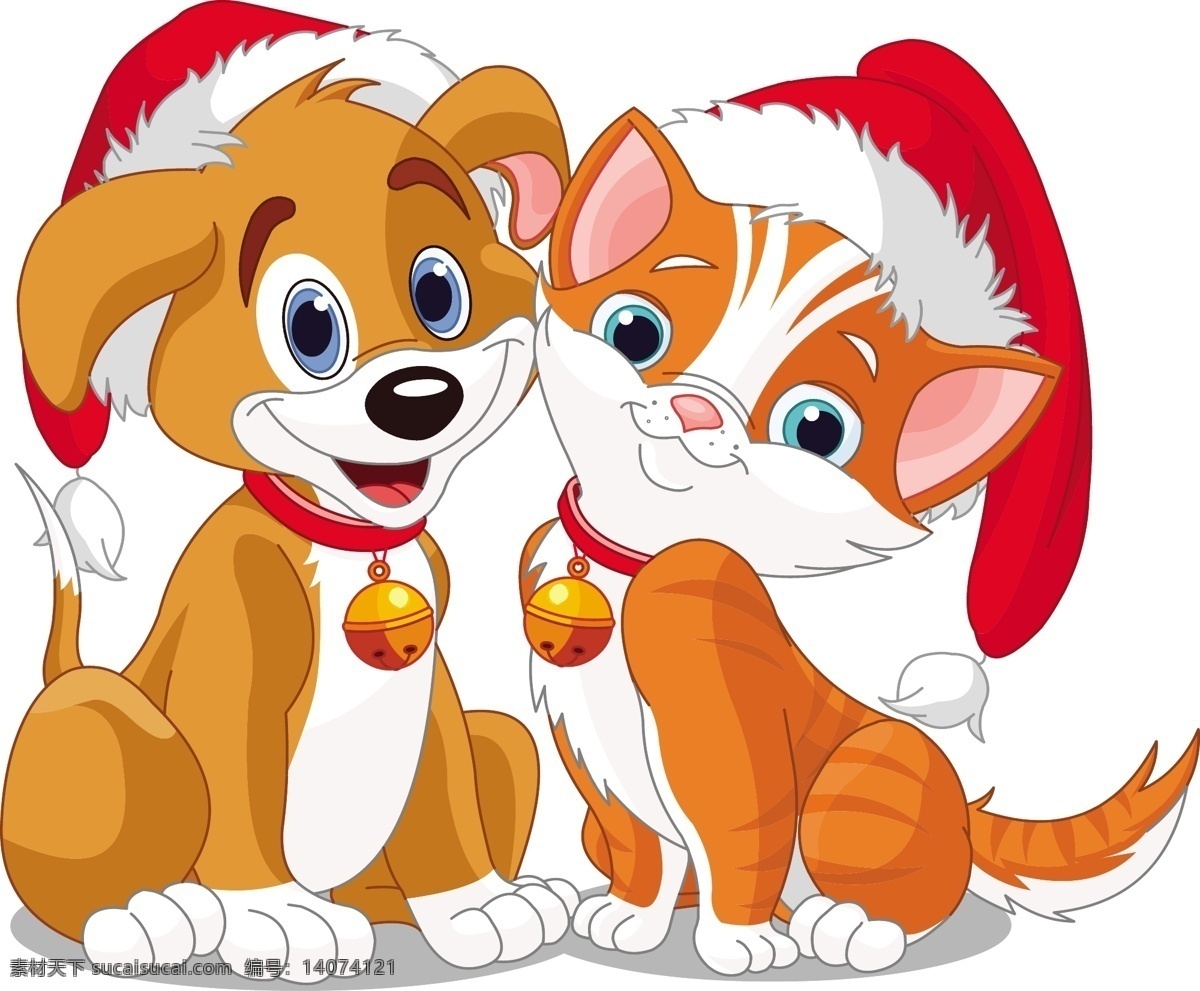 猫 狗 矢量图 动物 矢量 库 圣诞 圣诞节矢量图 矢量素材 小狗 小狗图片 小猫 小猫咪 圣 节日素材