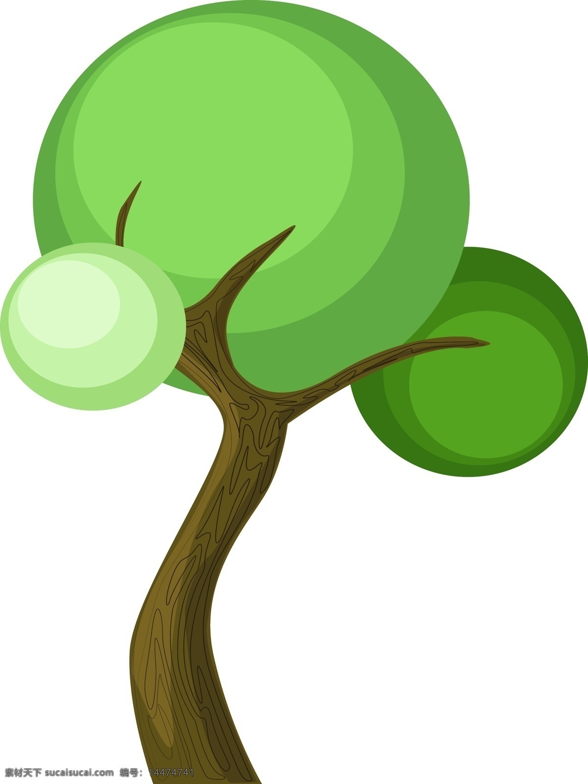 卡通 创意 大树 插画 创意树 卡通植物插画 树木 植物 创意植物插画 唯美的植物 圆形绿色树叶