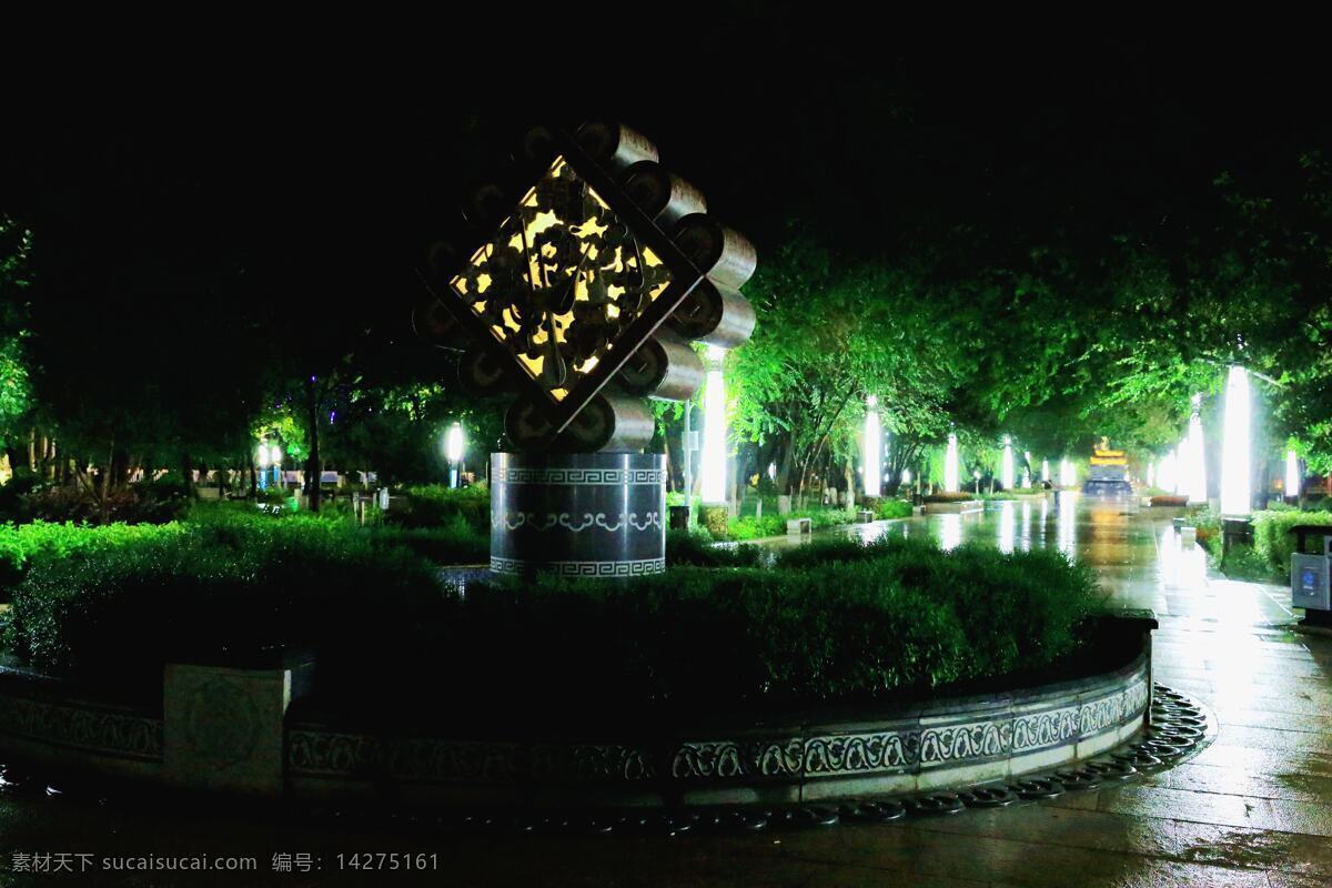 乌苏夜景 乌苏市 街心广场 夜色 景观 雨夜 霓虹灯 街道 新城区 九连泉 城市夜景 国内旅游 旅游摄影