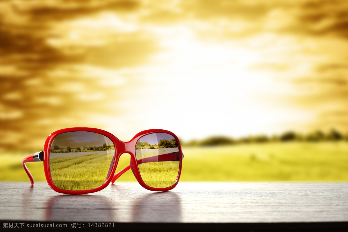红色 眼镜 中 清晰 风景 近视眼 模糊 其他类别 生活百科
