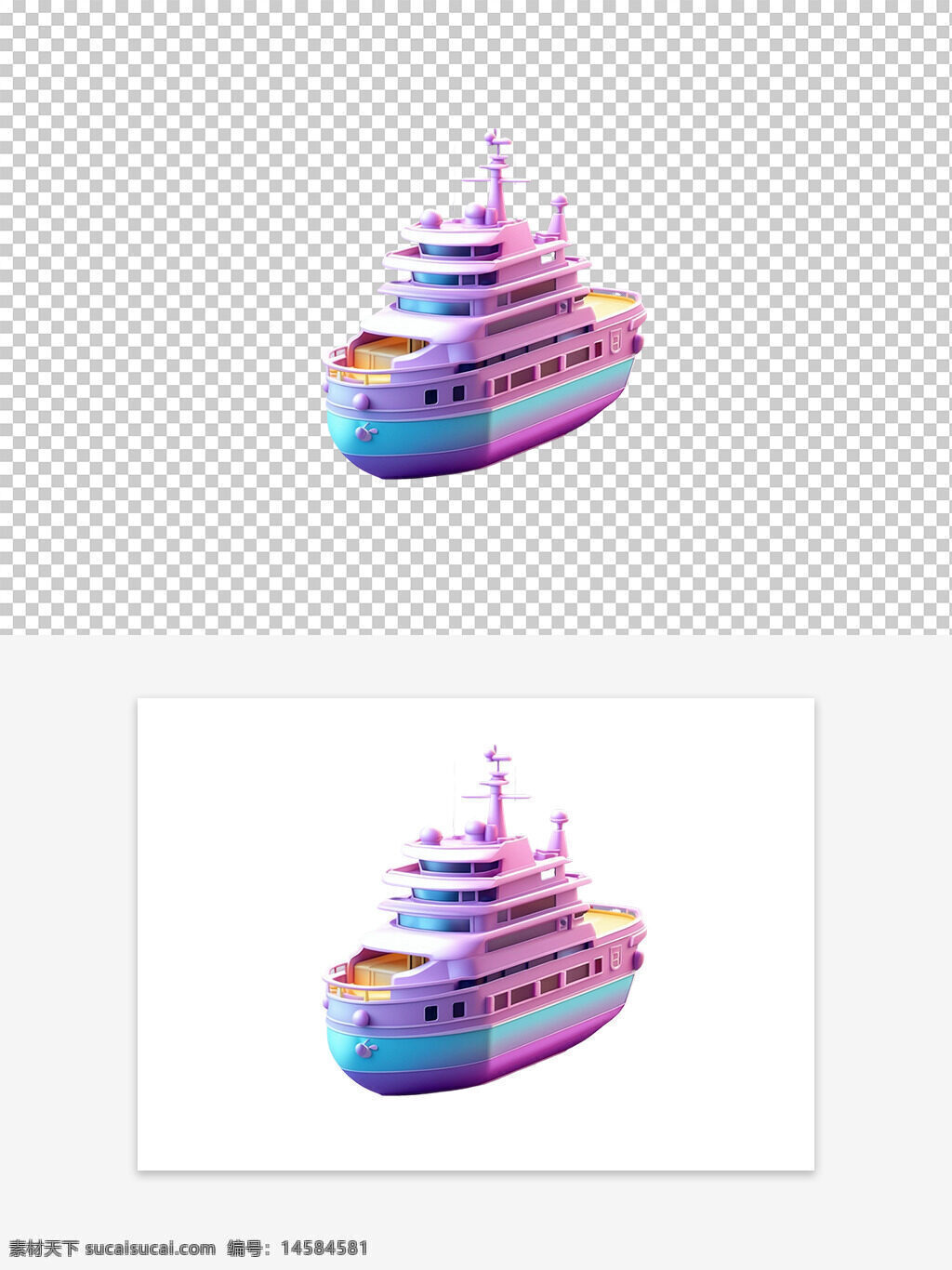质感 3d 卡通 彩色 轮船 ui图标 航海 航行 船只 船舶 船 大型船只 度假轮船 海上轮船
