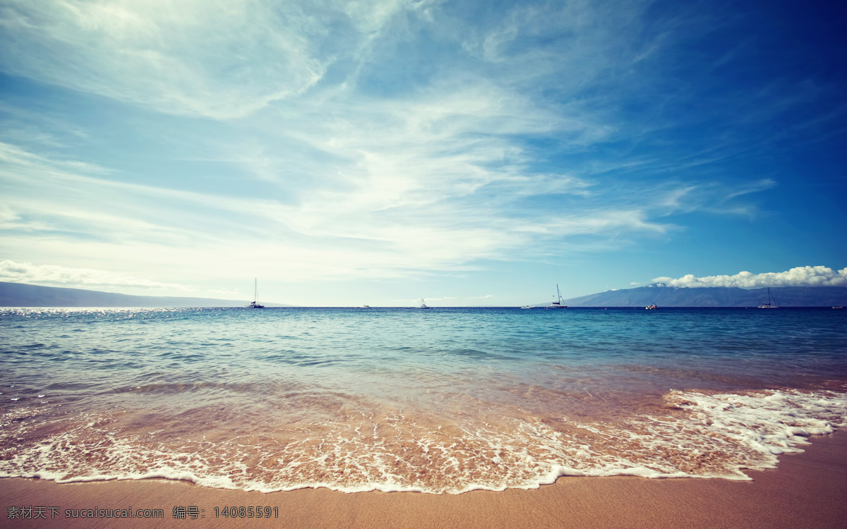 大海 海边景色 天空 蓝天 白云 自然景观 自然风景